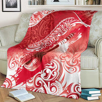 Personalised New Zealand Aotearoa Darts Masters Blanket Maori Art Tattoo with Tribal Dart Symbol Red - Polynesian Pride