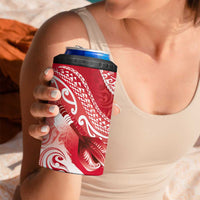 Personalised New Zealand Aotearoa Darts Masters 4 in 1 Can Cooler Tumbler Maori Art Tattoo with Tribal Dart Symbol Red LT03 - Polynesian Pride