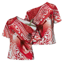 Personalised New Zealand Aotearoa Darts Masters Cross Shoulder Shirt Maori Art Tattoo with Tribal Dart Symbol Red LT03 - Polynesian Pride