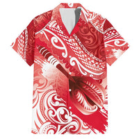 Personalised New Zealand Aotearoa Darts Masters Family Matching Summer Maxi Dress and Hawaiian Shirt Maori Art Tattoo with Tribal Dart Symbol Red LT03 Dad's Shirt - Short Sleeve Red - Polynesian Pride