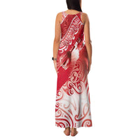 Personalised New Zealand Aotearoa Darts Masters Family Matching Tank Maxi Dress and Hawaiian Shirt Maori Art Tattoo with Tribal Dart Symbol Red LT03 - Polynesian Pride