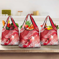 Personalised New Zealand Aotearoa Darts Masters Grocery Bag Maori Art Tattoo with Tribal Dart Symbol Red LT03 3-pack One Size Red - Polynesian Pride