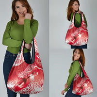 Personalised New Zealand Aotearoa Darts Masters Grocery Bag Maori Art Tattoo with Tribal Dart Symbol Red LT03 - Polynesian Pride