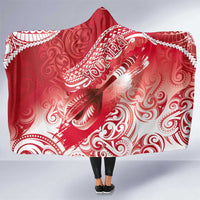Personalised New Zealand Aotearoa Darts Masters Hooded Blanket Maori Art Tattoo with Tribal Dart Symbol Red LT03 One Size Red - Polynesian Pride