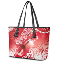 Personalised New Zealand Aotearoa Darts Masters Leather Tote Bag Maori Art Tattoo with Tribal Dart Symbol Red LT03 - Polynesian Pride