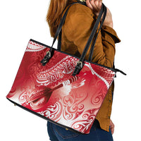 Personalised New Zealand Aotearoa Darts Masters Leather Tote Bag Maori Art Tattoo with Tribal Dart Symbol Red LT03 - Polynesian Pride