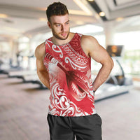 Personalised New Zealand Aotearoa Darts Masters Men Tank Top Maori Art Tattoo with Tribal Dart Symbol Red LT03 Red - Polynesian Pride