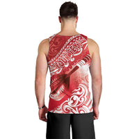 Personalised New Zealand Aotearoa Darts Masters Men Tank Top Maori Art Tattoo with Tribal Dart Symbol Red LT03 - Polynesian Pride