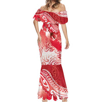 Personalised New Zealand Aotearoa Darts Masters Mermaid Dress Maori Art Tattoo with Tribal Dart Symbol Red LT03 - Polynesian Pride