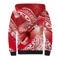 Personalised New Zealand Aotearoa Darts Masters Sherpa Hoodie Maori Art Tattoo with Tribal Dart Symbol Red LT03 - Polynesian Pride
