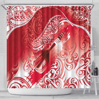 Personalised New Zealand Aotearoa Darts Masters Shower Curtain Maori Art Tattoo with Tribal Dart Symbol Red LT03 - Polynesian Pride