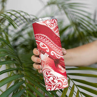 Personalised New Zealand Aotearoa Darts Masters Skinny Tumbler Maori Art Tattoo with Tribal Dart Symbol Red LT03 - Polynesian Pride
