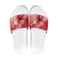 Personalised New Zealand Aotearoa Darts Masters Slide Sandals Maori Art Tattoo with Tribal Dart Symbol Red LT03 Red - Polynesian Pride