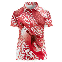 Personalised New Zealand Aotearoa Darts Masters Women Polo Shirt Maori Art Tattoo with Tribal Dart Symbol Red LT03 Female Red - Polynesian Pride