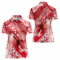 Personalised New Zealand Aotearoa Darts Masters Women Polo Shirt Maori Art Tattoo with Tribal Dart Symbol Red LT03 - Polynesian Pride