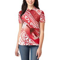 Personalised New Zealand Aotearoa Darts Masters Women Polo Shirt Maori Art Tattoo with Tribal Dart Symbol Red LT03 - Polynesian Pride