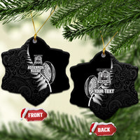 Custom New Zealand World Cup 2023 Ceramic Ornament Aotearoa Champion Rugby with Silver Fern Maori Ethnic Pattern LT03 - Polynesian Pride