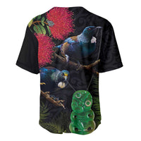 New Zealand Tui Baseball Jersey Guardians of the Hei Tiki - Maori Art and Plants LT03 - Polynesian Pride