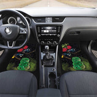 New Zealand Tui Car Mats Guardians of the Hei Tiki - Maori Art and Plants LT03 Set 2pcs - Front Black - Polynesian Pride