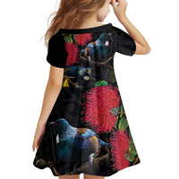 New Zealand Tui Family Matching Off Shoulder Short Dress and Hawaiian Shirt Guardians of the Hei Tiki - Maori Art and Plants LT03 - Polynesian Pride