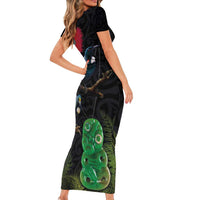 New Zealand Tui Family Matching Short Sleeve Bodycon Dress and Hawaiian Shirt Guardians of the Hei Tiki - Maori Art and Plants LT03 - Polynesian Pride