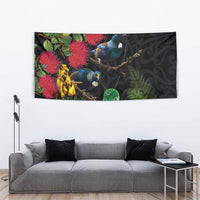 New Zealand Tui Tapestry Guardians of the Hei Tiki - Maori Art and Plants LT03 - Polynesian Pride