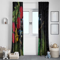 New Zealand Tui Window Curtain Guardians of the Hei Tiki - Maori Art and Plants LT03 - Polynesian Pride