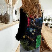New Zealand Tui Women Casual Shirt Guardians of the Hei Tiki - Maori Art and Plants LT03 - Polynesian Pride