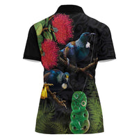 New Zealand Tui Women Polo Shirt Guardians of the Hei Tiki - Maori Art and Plants LT03 - Polynesian Pride