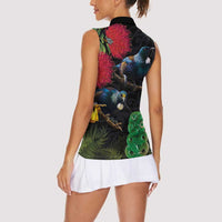 New Zealand Tui Women Sleeveless Polo Shirt Guardians of the Hei Tiki - Maori Art and Plants LT03 - Polynesian Pride