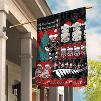 New Zealand Christmas Garden Flag Maori Christmas Spirit - Meri Kirihimete LT03 House Flag Black - Polynesian Pride