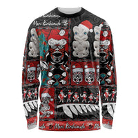 New Zealand Christmas Long Sleeve Shirt Maori Christmas Spirit - Meri Kirihimete LT03 Unisex Black - Polynesian Pride