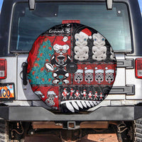 New Zealand Christmas Spare Tire Cover Maori Christmas Spirit - Meri Kirihimete LT03 Black - Polynesian Pride