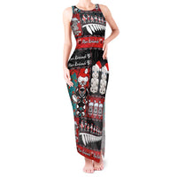 New Zealand Christmas Tank Maxi Dress Maori Christmas Spirit - Meri Kirihimete LT03 Women Black - Polynesian Pride