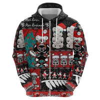 New Zealand Christmas Zip Hoodie Maori Christmas Spirit - Meri Kirihimete
