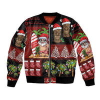 Hawaiian Christmas Bomber Jacket - Mele Kalikimaka Island Holiday Vibes - Black Red LT03 Unisex Black - Red - Polynesian Pride