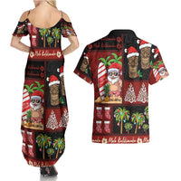 Hawaiian Christmas Couples Matching Summer Maxi Dress and Hawaiian Shirt - Mele Kalikimaka Island Holiday Vibes - Black Red LT03 - Polynesian Pride
