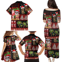 Hawaiian Christmas Family Matching Puletasi and Hawaiian Shirt - Mele Kalikimaka Island Holiday Vibes - Black Red LT03 - Polynesian Pride