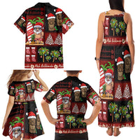 Hawaiian Christmas Family Matching Tank Maxi Dress and Hawaiian Shirt - Mele Kalikimaka Island Holiday Vibes - Black Red LT03 - Polynesian Pride