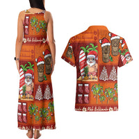 Hawaiian Christmas Couples Matching Tank Maxi Dress and Hawaiian Shirt - Mele Kalikimaka Island Holiday Vibes - Red Orange LT03 - Polynesian Pride