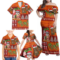 Hawaiian Christmas Family Matching Off Shoulder Maxi Dress and Hawaiian Shirt - Mele Kalikimaka Island Holiday Vibes - Red Orange LT03 - Polynesian Pride
