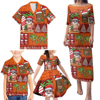 Hawaiian Christmas Family Matching Puletasi and Hawaiian Shirt - Mele Kalikimaka Island Holiday Vibes - Red Orange LT03 - Polynesian Pride