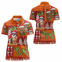 Hawaiian Christmas Women Polo Shirt - Mele Kalikimaka Island Holiday Vibes - Red Orange LT03 - Polynesian Pride
