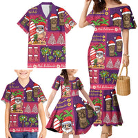 Hawaiian Christmas Family Matching Mermaid Dress and Hawaiian Shirt - Mele Kalikimaka Island Holiday Vibes - Pink Purple LT03 - Polynesian Pride