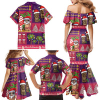 Hawaiian Christmas Family Matching Mermaid Dress and Hawaiian Shirt - Mele Kalikimaka Island Holiday Vibes - Pink Purple LT03 - Polynesian Pride