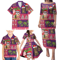 Hawaiian Christmas Family Matching Puletasi and Hawaiian Shirt - Mele Kalikimaka Island Holiday Vibes - Pink Purple LT03 - Polynesian Pride