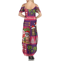 Hawaiian Christmas Family Matching Summer Maxi Dress and Hawaiian Shirt - Mele Kalikimaka Island Holiday Vibes - Pink Purple LT03 - Polynesian Pride