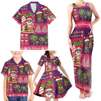 Hawaiian Christmas Family Matching Tank Maxi Dress and Hawaiian Shirt - Mele Kalikimaka Island Holiday Vibes - Pink Purple LT03 - Polynesian Pride