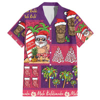 Hawaiian Christmas Family Matching Tank Maxi Dress and Hawaiian Shirt - Mele Kalikimaka Island Holiday Vibes - Pink Purple LT03 Dad's Shirt - Short Sleeve Pink - Purple - Polynesian Pride