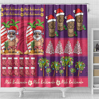 Hawaiian Christmas Shower Curtain - Mele Kalikimaka Island Holiday Vibes - Pink Purple LT03 - Polynesian Pride